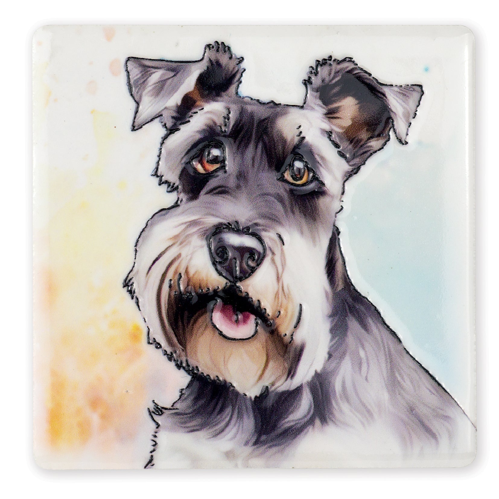 Schnauzer Ceramic Art Coaster - Art of Arora from thetraditionalgiftshop.com
