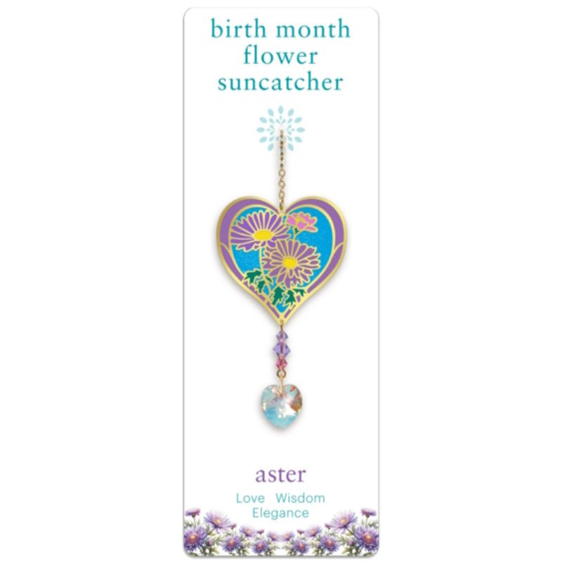September (Aster) Birth Month Flower Suncatcher - Wild Things Crystal from thetraditionalgiftshop.com