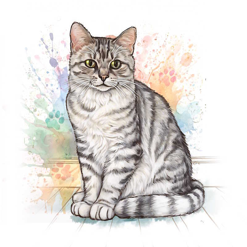 Silver Tabby Cat Ceramic Art Tile - Art of Arora from thetraditionalgiftshop.com