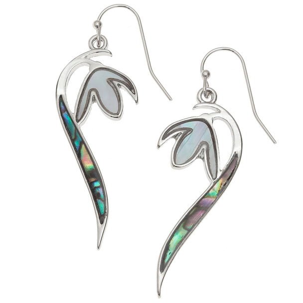 Snowdrop Paua Shell Long Drop Earrings - Tide Jewellery from thetraditionalgiftshop.com