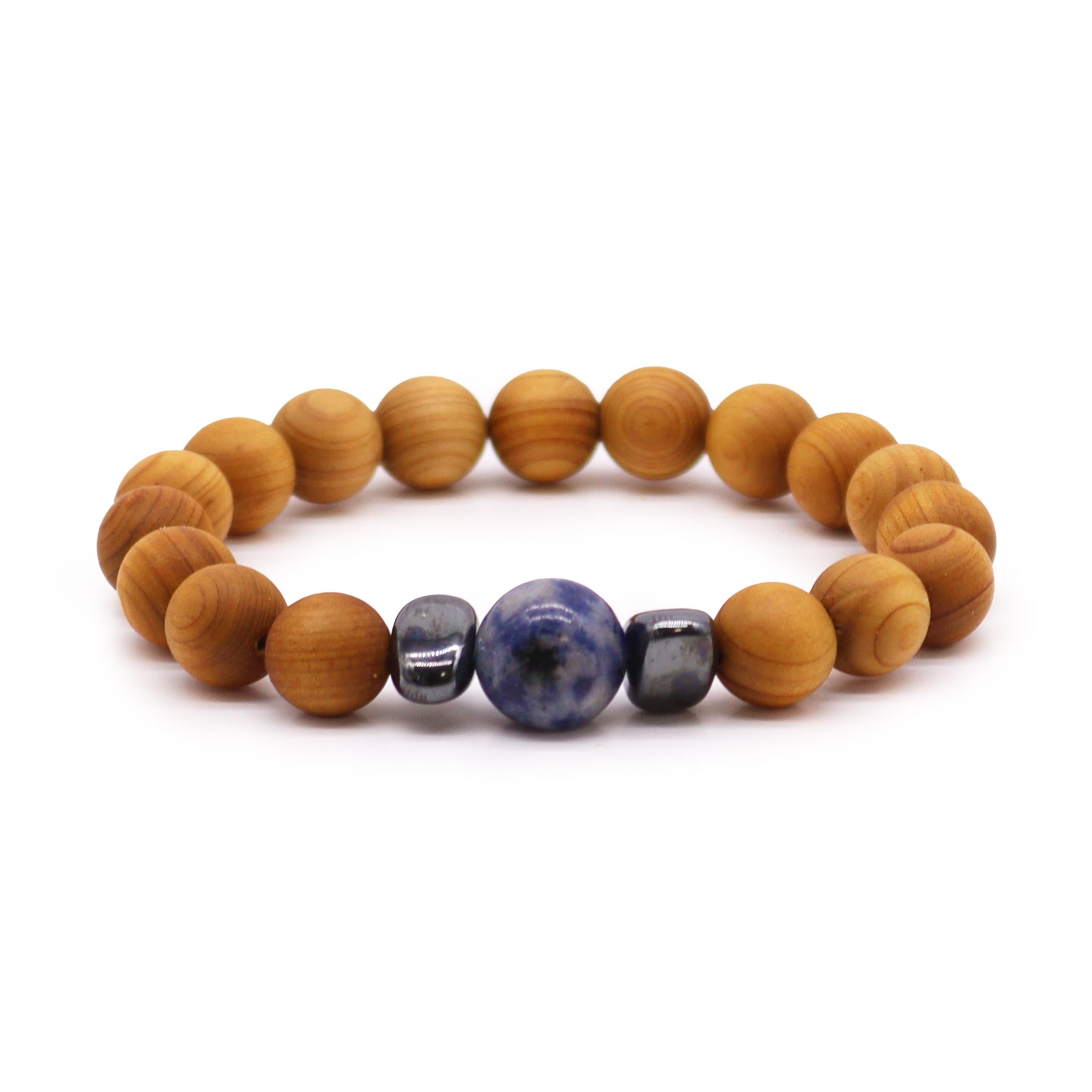 Sodalite Gemstone Cedarwood Bracelet - Throat Chakra - Gemstone Bracelets from thetraditionalgiftshop.com