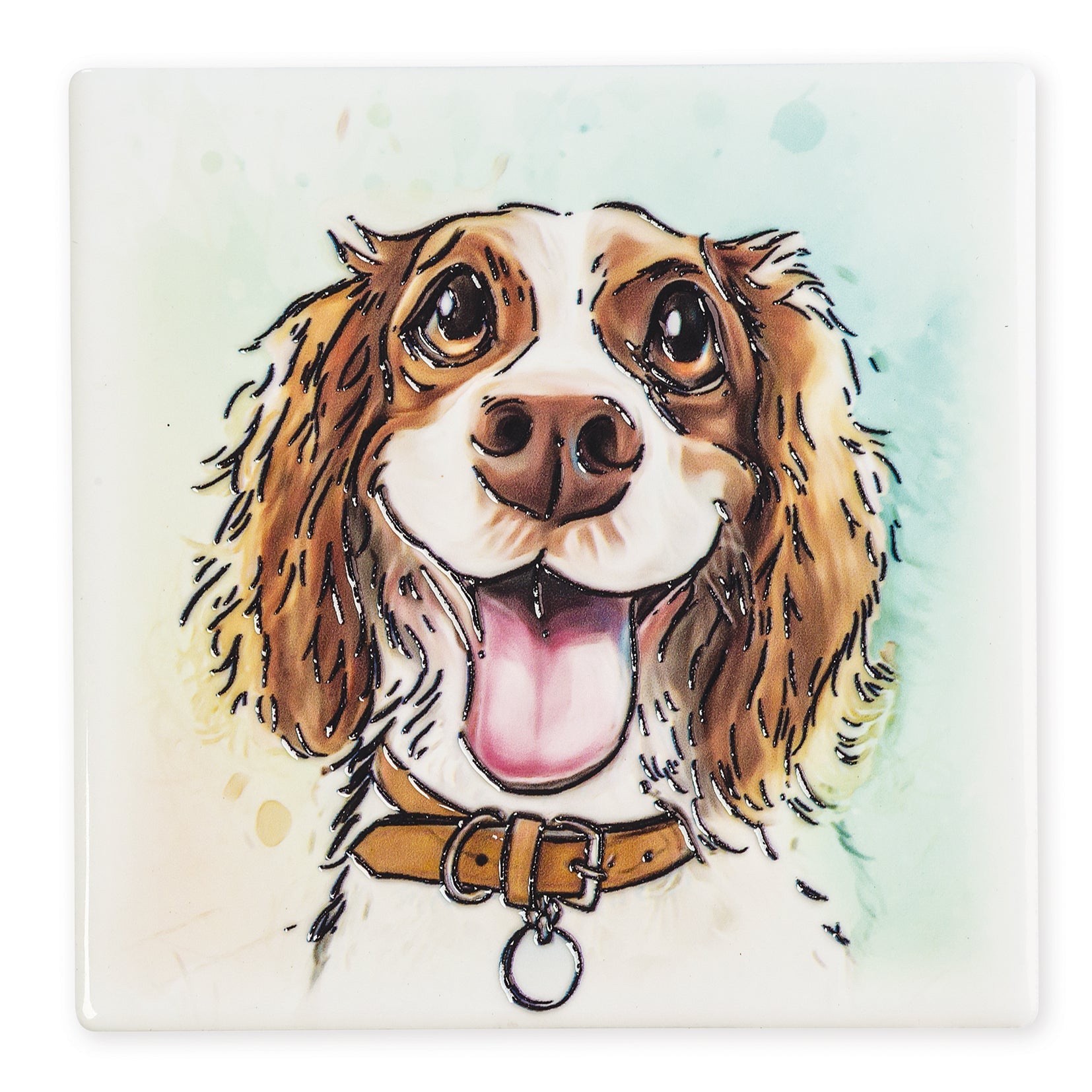 Springer Spaniel Ceramic Art Coaster - Art of Arora from thetraditionalgiftshop.com