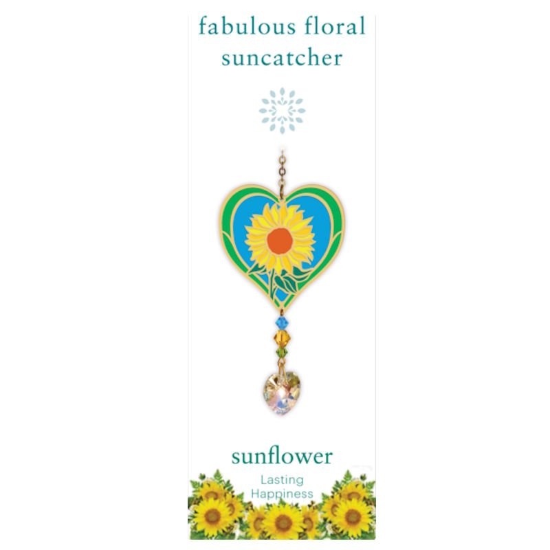 Sunflower (Lasting Happiness) Flower Suncatcher - Wild Things Crystal from thetraditionalgiftshop.com