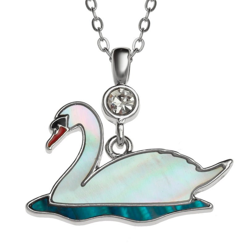 Swimming Swan Paua Shell Necklace - Tide Jewellery from thetraditionalgiftshop.com