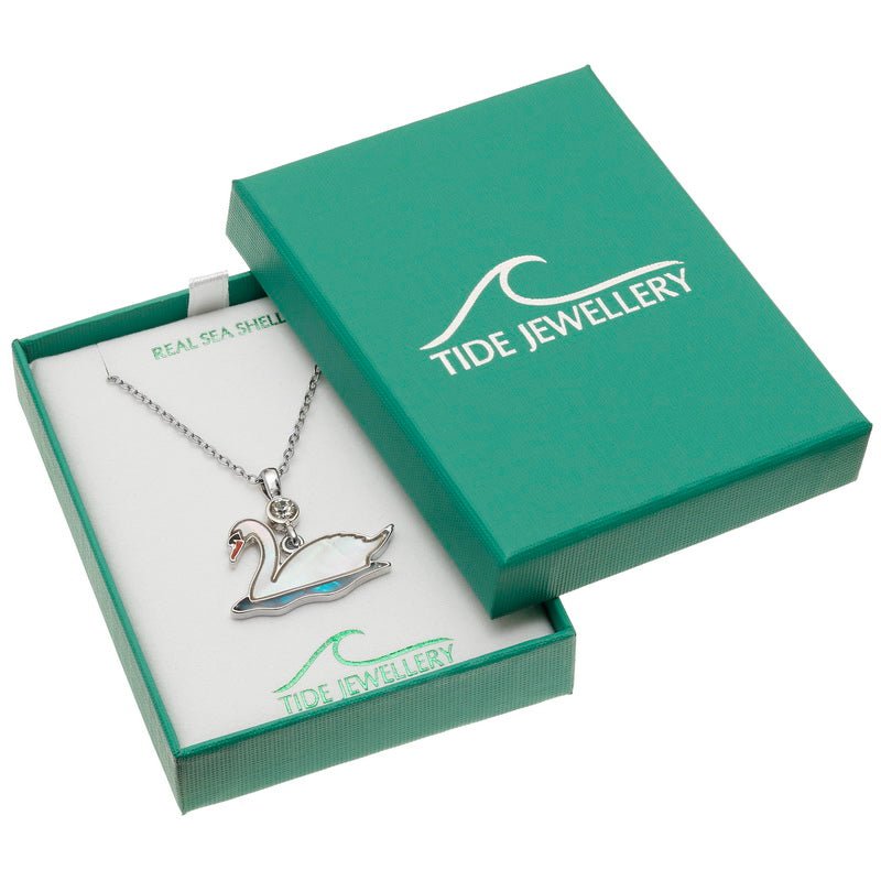 Swimming Swan Paua Shell Necklace - Tide Jewellery from thetraditionalgiftshop.com