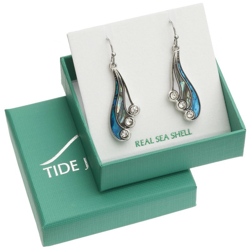 Three Colour Swish Paua Shell Hook Earrings - Tide Jewellery from thetraditionalgiftshop.com