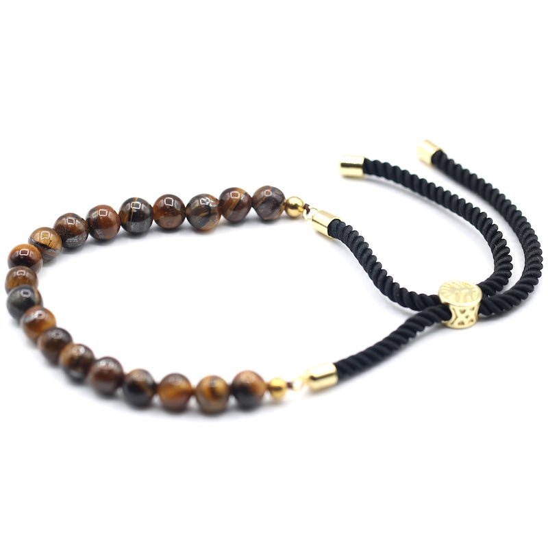 Tiger Eye Adjustable String Bracelet (18K Gold Plated) - Gemstone Bracelets from thetraditionalgiftshop.com