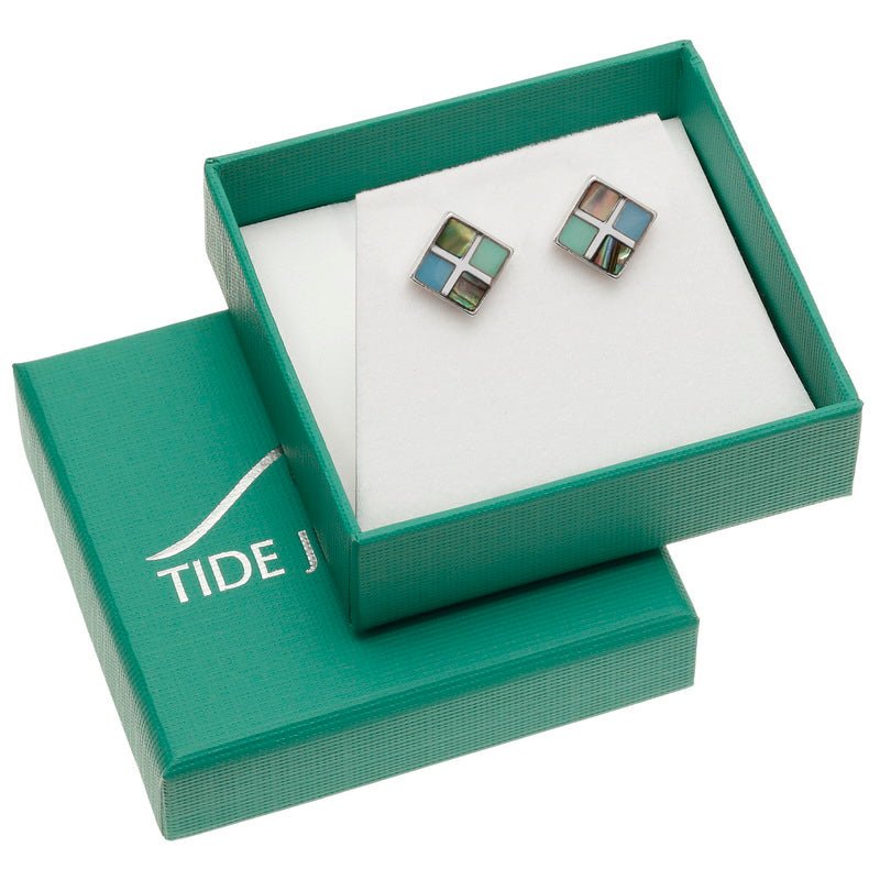 Tonal Squares Paua Shell Earrings - Tide Jewellery from thetraditionalgiftshop.com