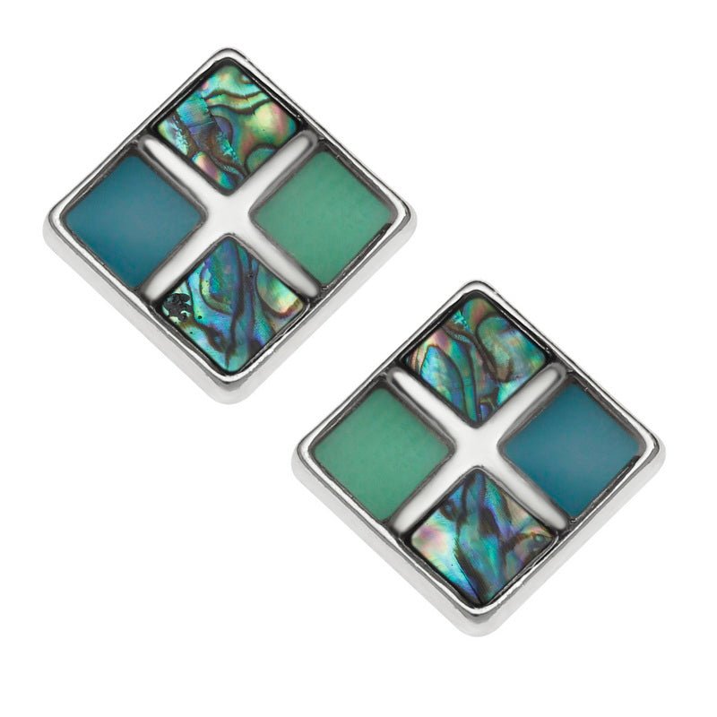 Tonal Squares Paua Shell Earrings - Tide Jewellery from thetraditionalgiftshop.com