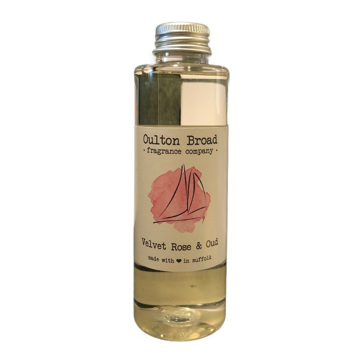 Velvet Rose & Oud Reed Diffuser Refill Oil - Oulton Broad Fragrance Company from thetraditionalgiftshop.com