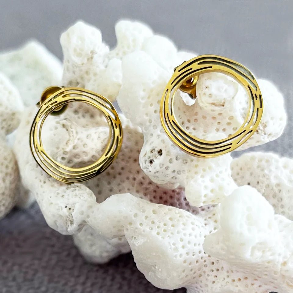Wavey Eternity Stud Earrings (Gold Plated) - Coral & Mint from thetraditionalgiftshop.com