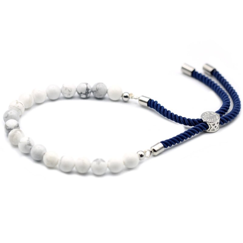 White Howlite Adjustable String Bracelet (925 Silver Plated) - Gemstone Bracelets from thetraditionalgiftshop.com