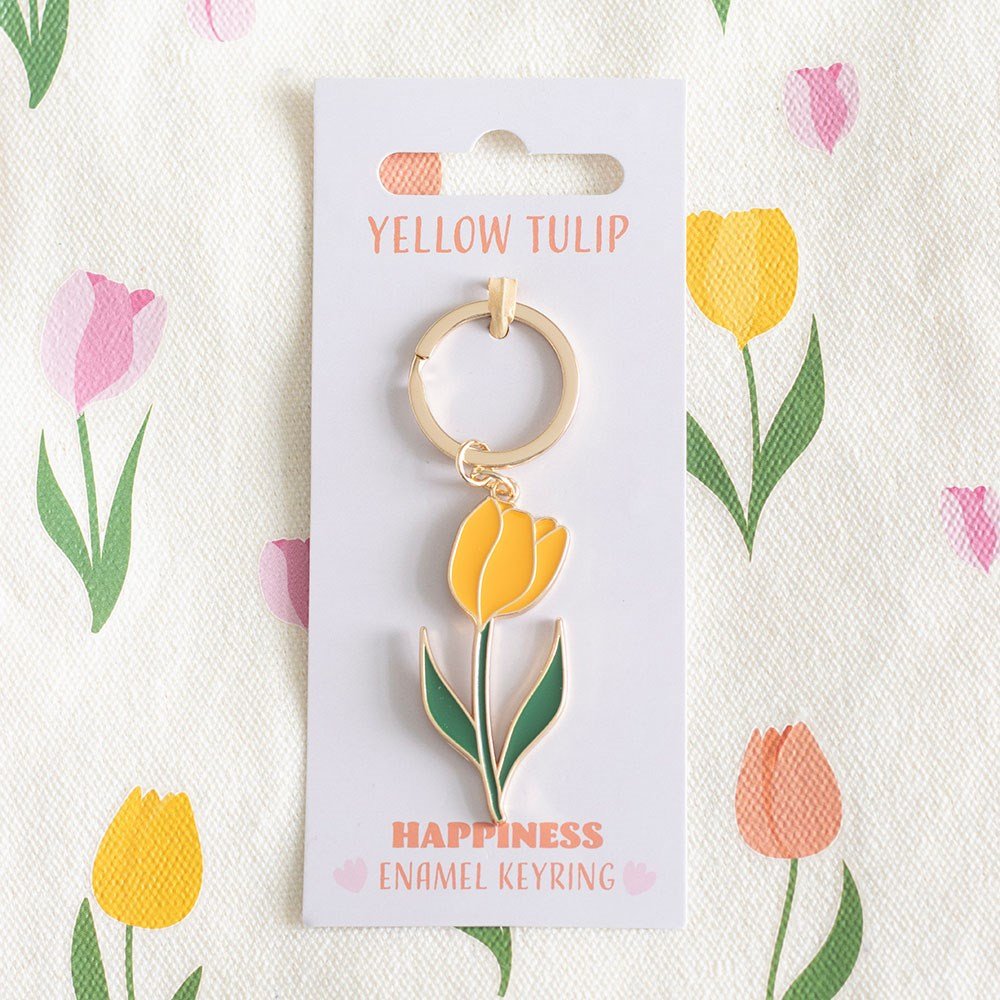 Yellow Tulip Happiness Keyring - Jones Home & Gift from thetraditionalgiftshop.com