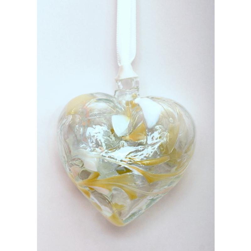 April (Diamond) Birthstone Blown Glass Heart - Milford Blown Glass from thetraditionalgiftshop.com