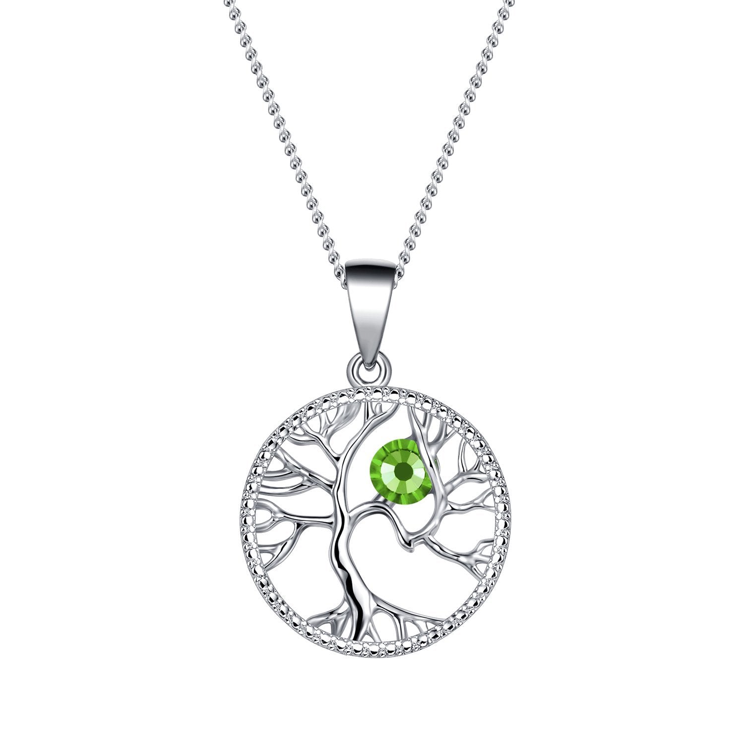 August Tree of Life Birthstone Necklace