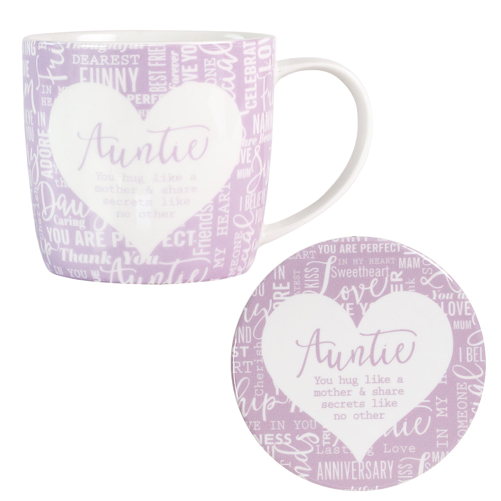 Auntie Sentiment Mug & Coaster Set - Said with Sentiment from thetraditionalgiftshop.com