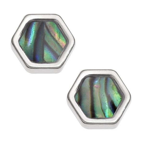 Bee Honeycomb Paua Shell Stud Earrings