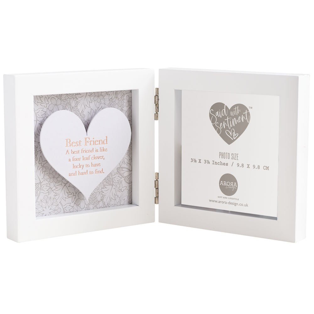 Best Friend Sentiment Hinged Heart Photo Frame - Said with Sentiment from thetraditionalgiftshop.com