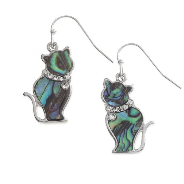Cat Paua Shell Earrings - Tide Jewellery from thetraditionalgiftshop.com
