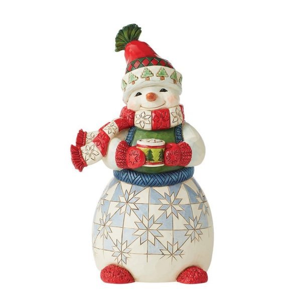 Cocoa and Christmas Cheer (Cozy Snowman with Mug) - Heartwood Creek by Jim Shore from thetraditionalgiftshop.com