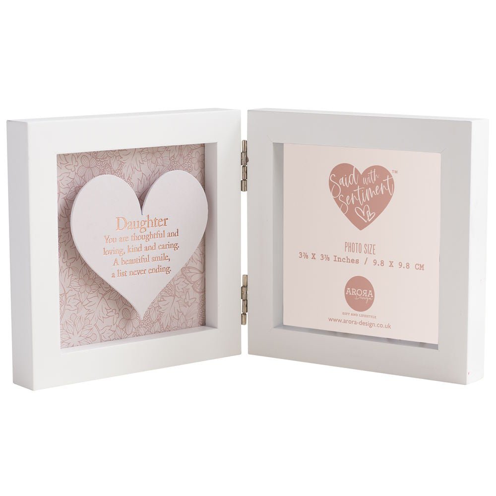 Daughter Sentiment Hinged Heart Photo Frame - Said with Sentiment from thetraditionalgiftshop.com