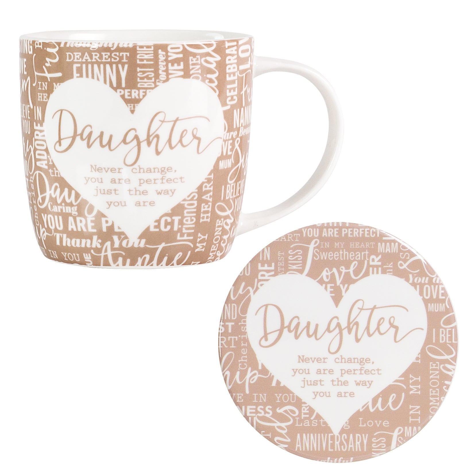 Daughter Sentiment Mug & Coaster Set - Said with Sentiment from thetraditionalgiftshop.com
