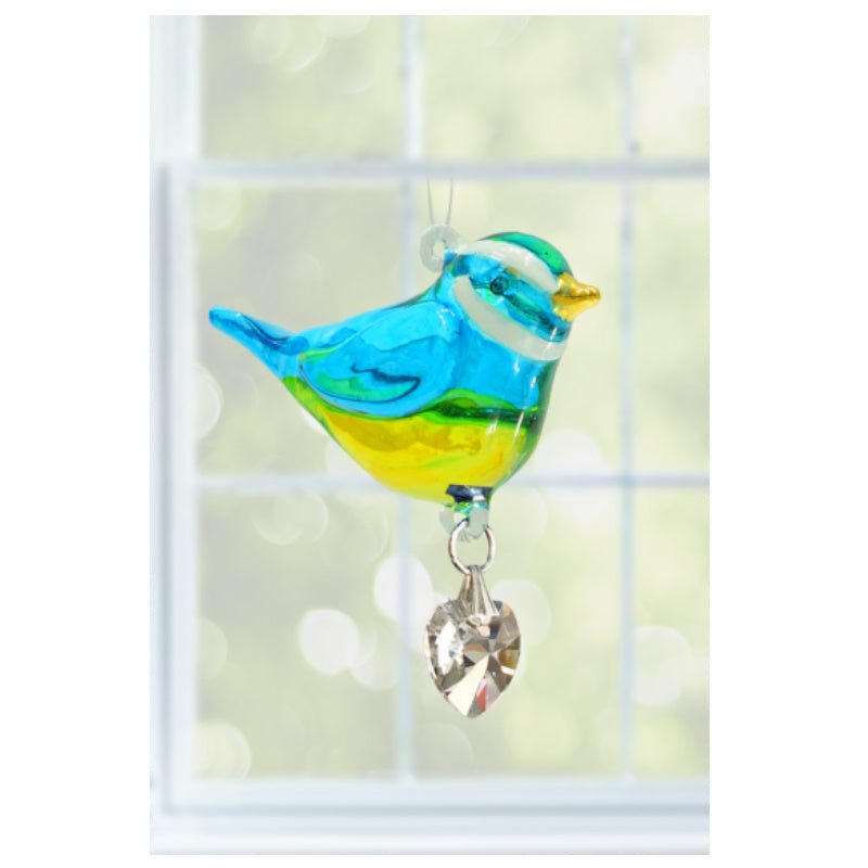 Fantasy Glass Pretty Little Bird - Blue Tit - Wild Things Crystal from thetraditionalgiftshop.com