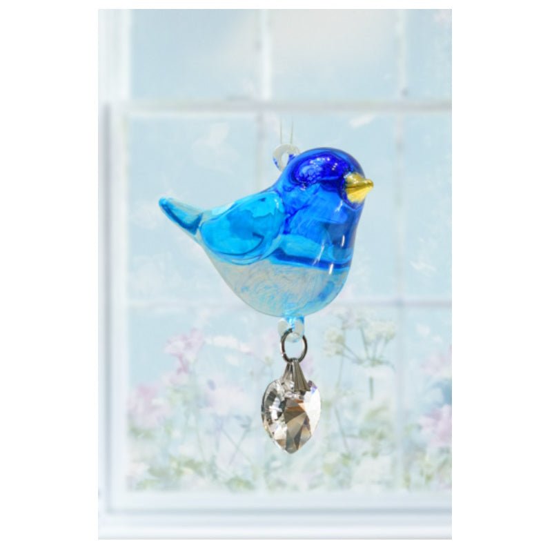 Fantasy Glass Pretty Little Bird - Bluebird - Wild Things Crystal from thetraditionalgiftshop.com