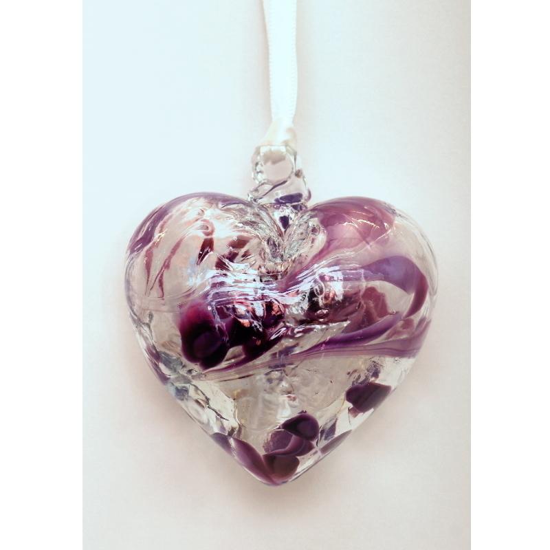 February (Amethyst) Birthstone Blown Glass Heart - Milford Blown Glass from thetraditionalgiftshop.com