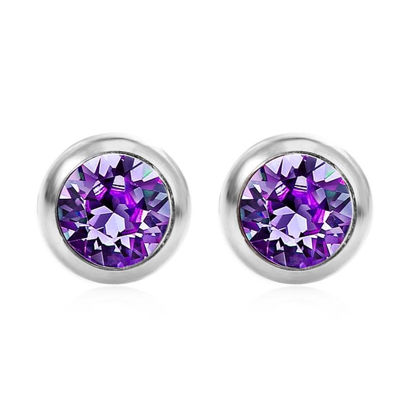 February Solitare Birthstone Earrings