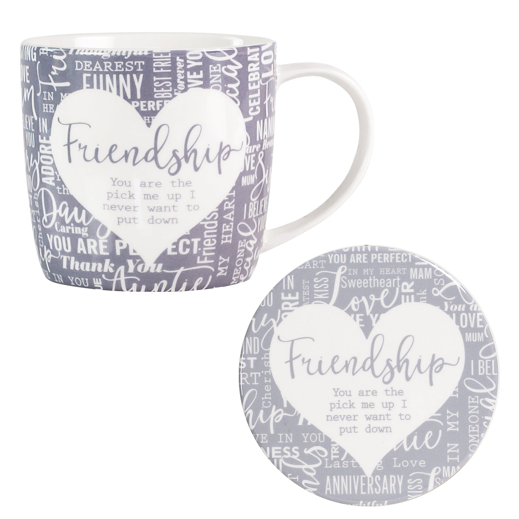 Friendship Sentiment Mug & Coaster Set - Said with Sentiment from thetraditionalgiftshop.com