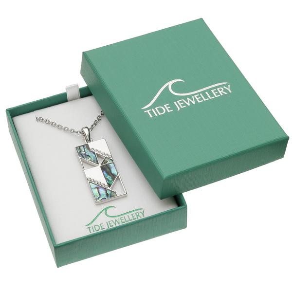 Geometric Rectangle Paua Shell Necklace - Tide Jewellery from thetraditionalgiftshop.com