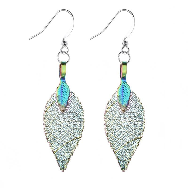 Iridescent Leaf Earrings