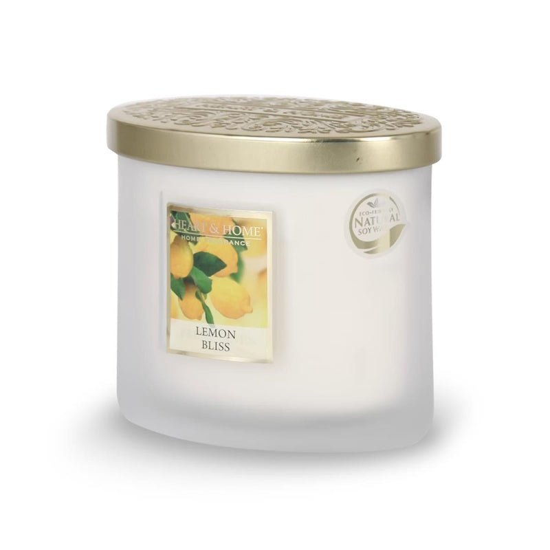Lemon Bliss Ellipse 2 Wick Candle - Heart & Home from thetraditionalgiftshop.com