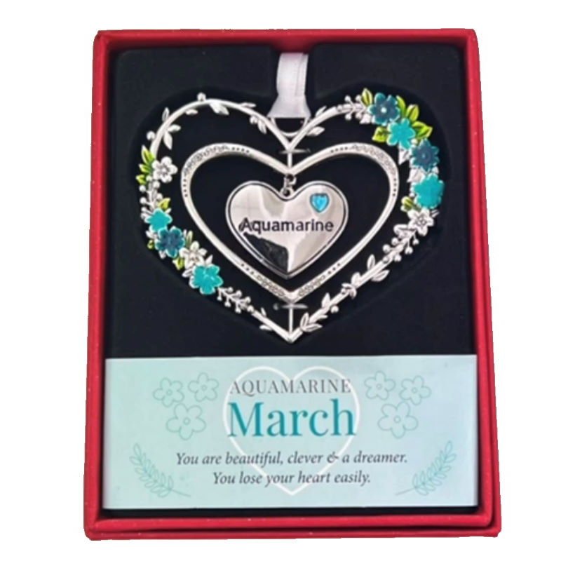 March (Aquamarine) Gemstone Heart Hanging Decoration - Gemstone Hearts from thetraditionalgiftshop.com