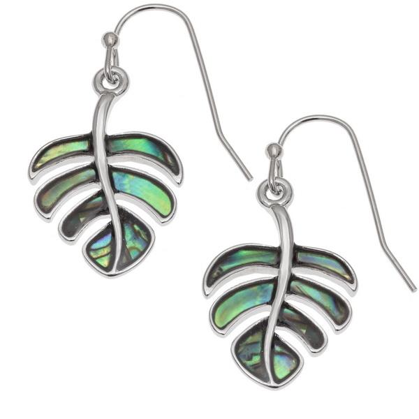 Monstera Paua Shell Earrings - Tide Jewellery from thetraditionalgiftshop.com