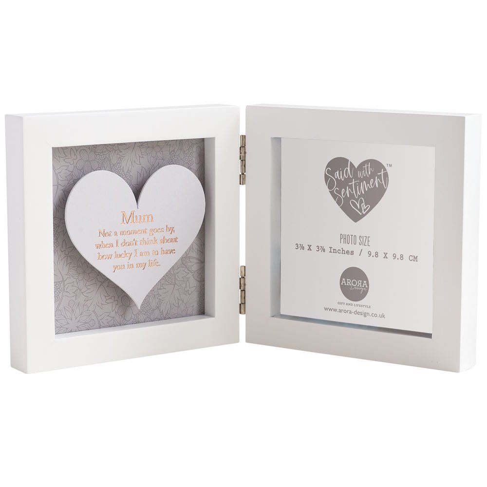 Mum Sentiment Hinged Heart Photo Frame - Said with Sentiment from thetraditionalgiftshop.com
