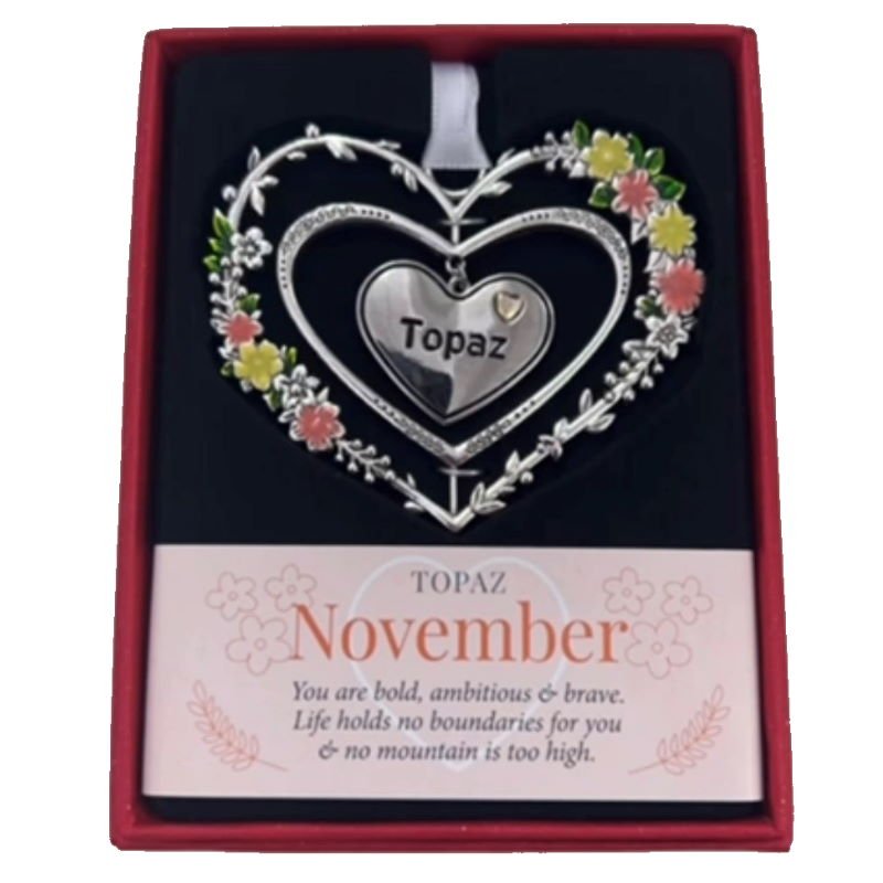 November (Topaz) Gemstone Heart Hanging Decoration - Gemstone Hearts from thetraditionalgiftshop.com