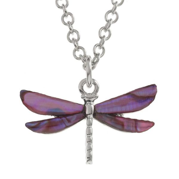 Pink Dragonfly Paua Shell Necklace