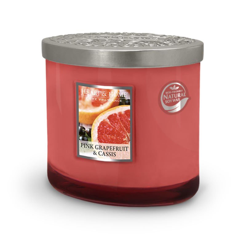 Pink Grapefruit & Cassis Ellipse 2 Wick Candle - Heart & Home from thetraditionalgiftshop.com
