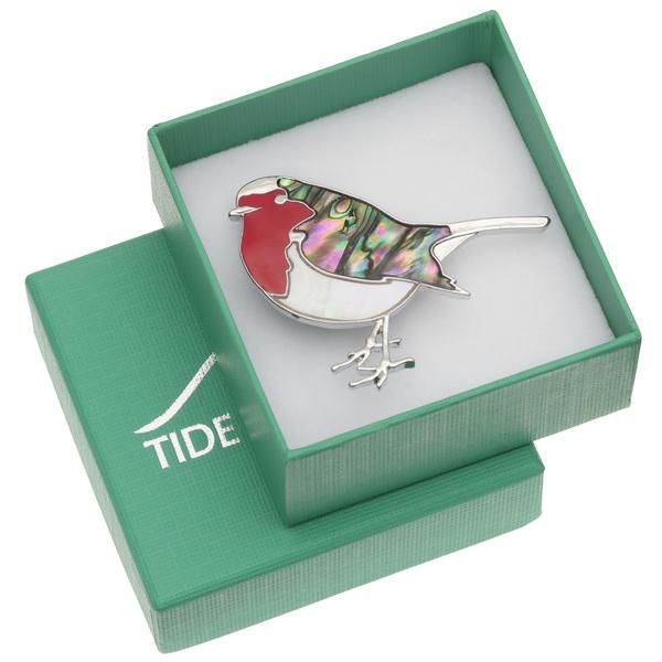 Robin Paua Shell Brooch - Tide Jewellery from thetraditionalgiftshop.com