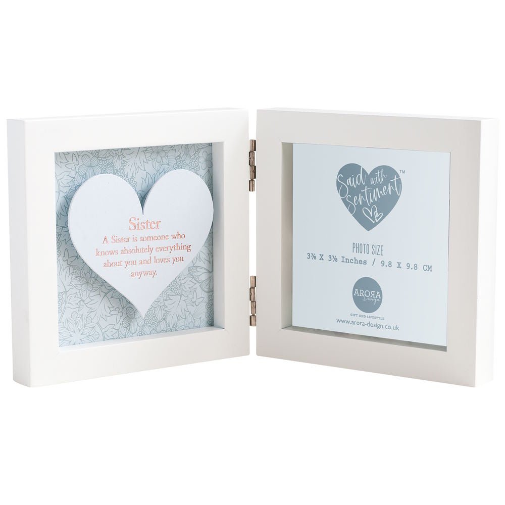 Sister Sentiment Hinged Heart Photo Frame - Said with Sentiment from thetraditionalgiftshop.com