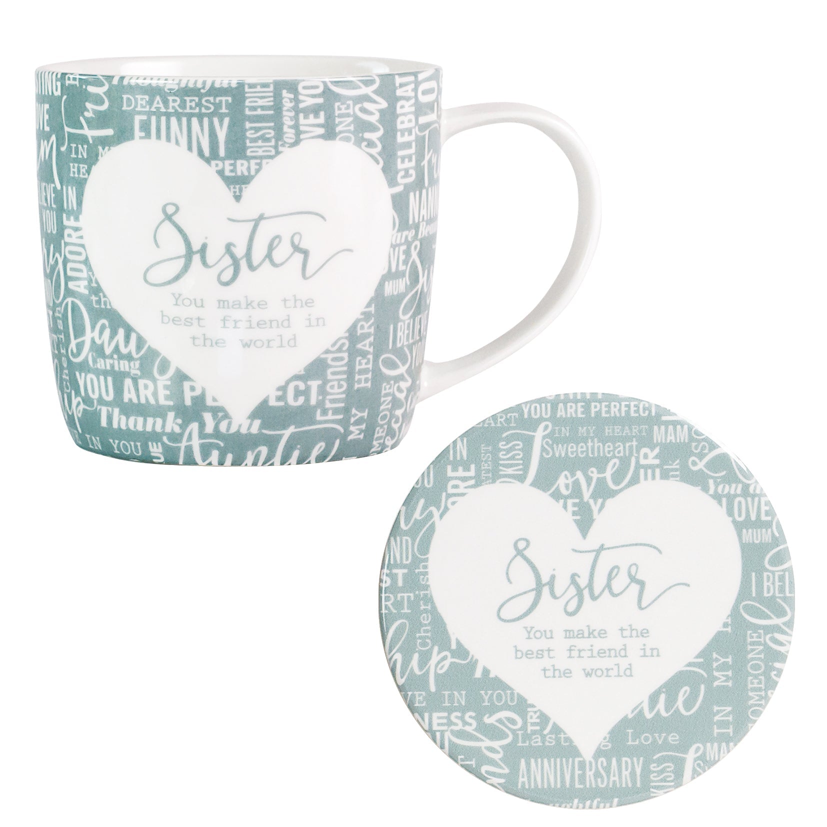 Sister Sentiment Mug & Coaster Set - Said with Sentiment from thetraditionalgiftshop.com