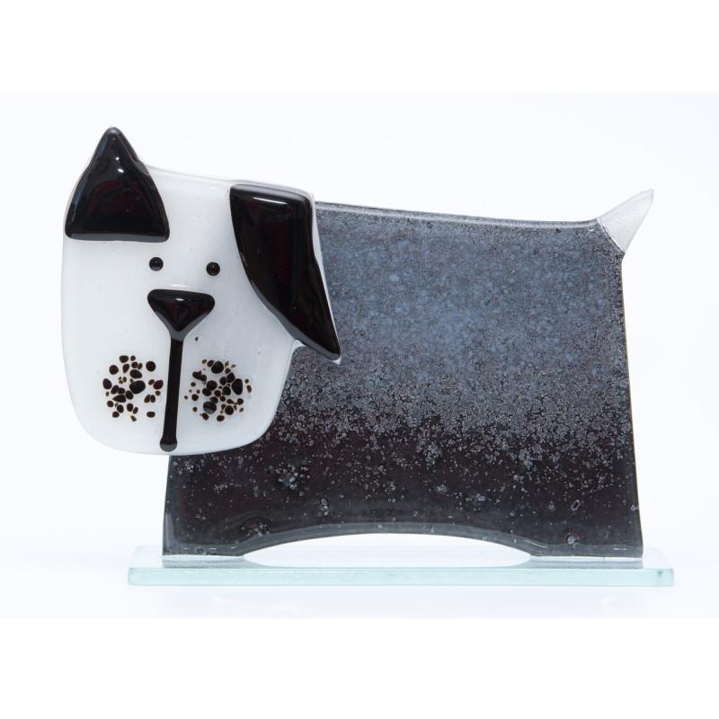 Small Dog (Black) Fused Glass Ornament - Milford Fused Glass from thetraditionalgiftshop.com