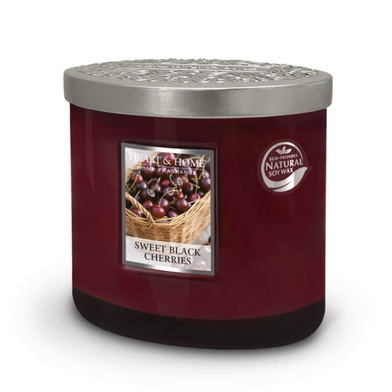 Sweet Black Cherries Ellipse 2 Wick Candle - Heart & Home from thetraditionalgiftshop.com
