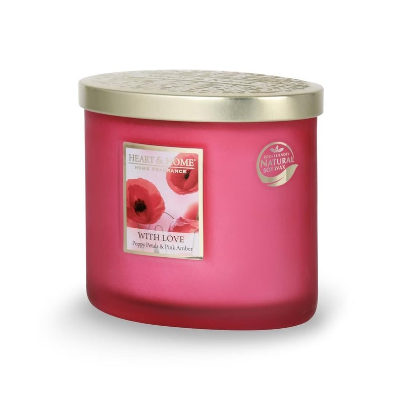 With Love (Poppies) Ellipse 2 Wick Candle - Heart & Home from thetraditionalgiftshop.com
