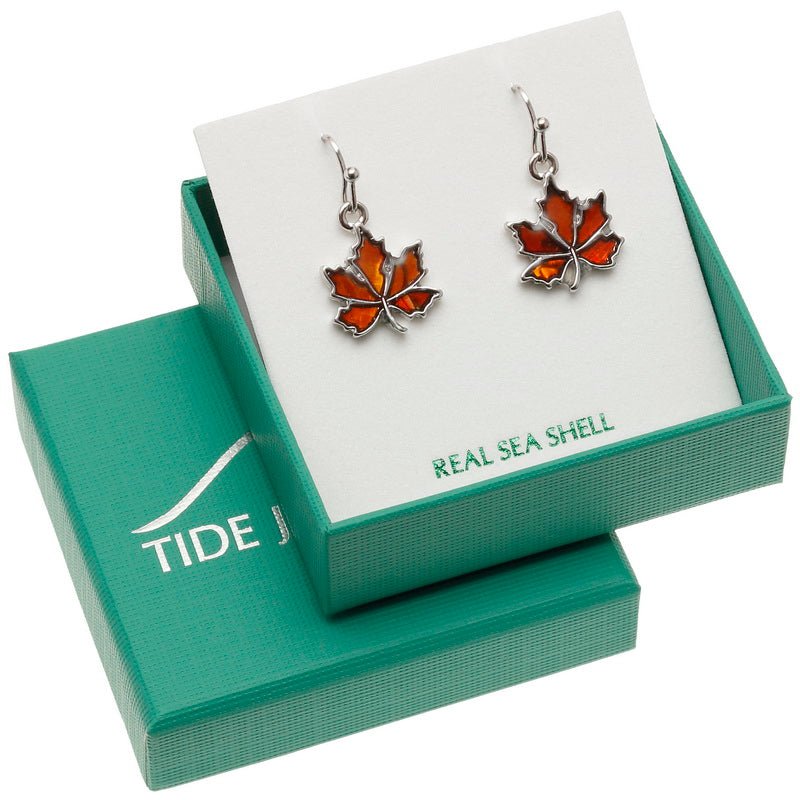 Autumn Leaf Paua Shell Earrings - Tide Jewellery from thetraditionalgiftshop.com