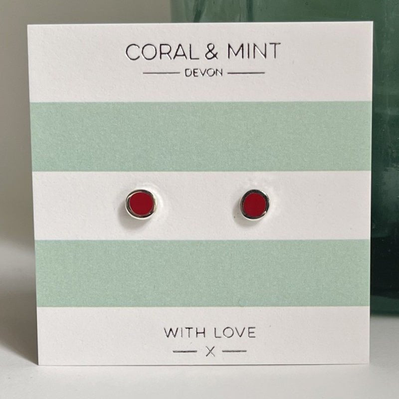 Berry Red Stud Earrings (Silver Plated) - Coral & Mint from thetraditionalgiftshop.com