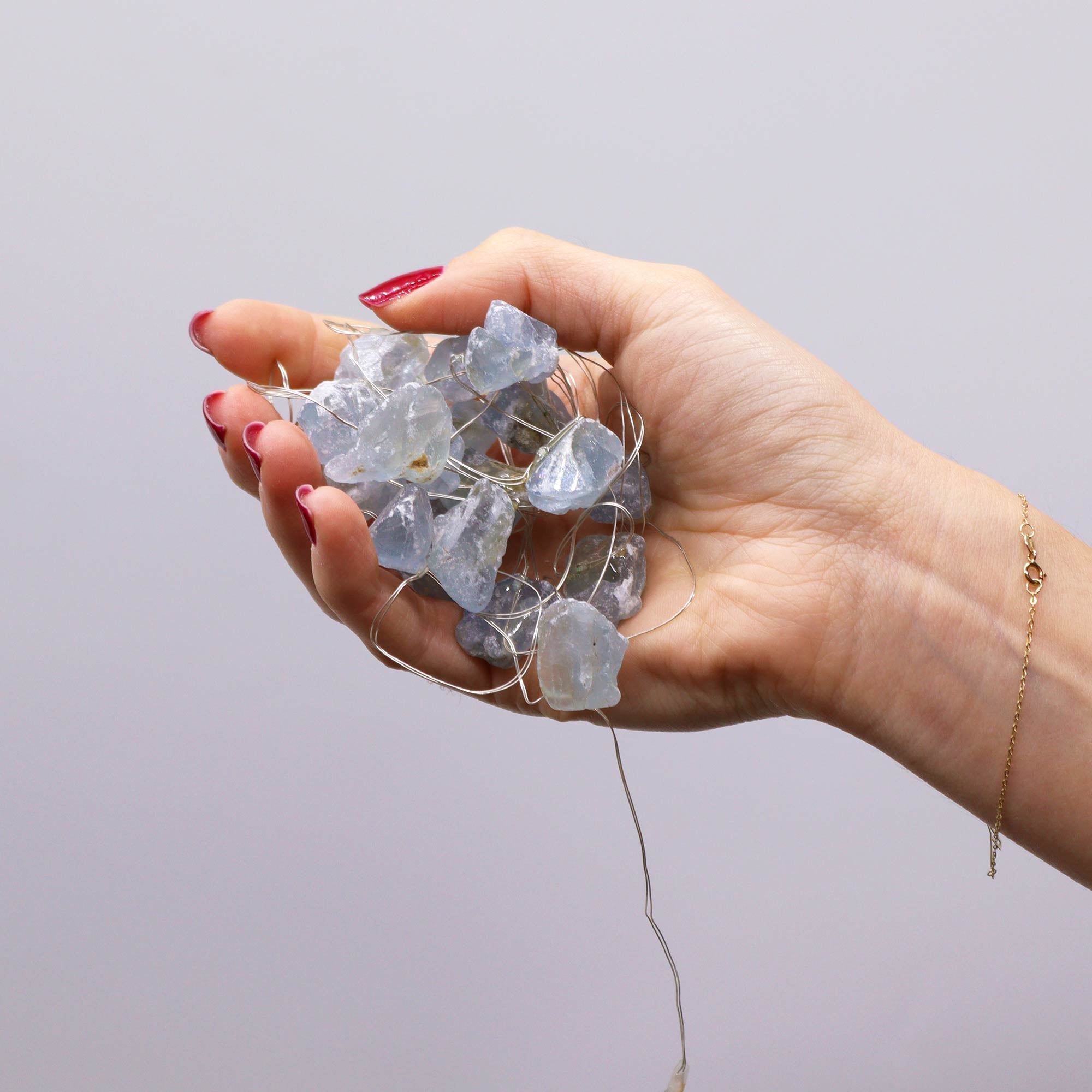 Gemstone LED String Lights - Celestite - Gemstone Enchantment Lights from thetraditionalgiftshop.com