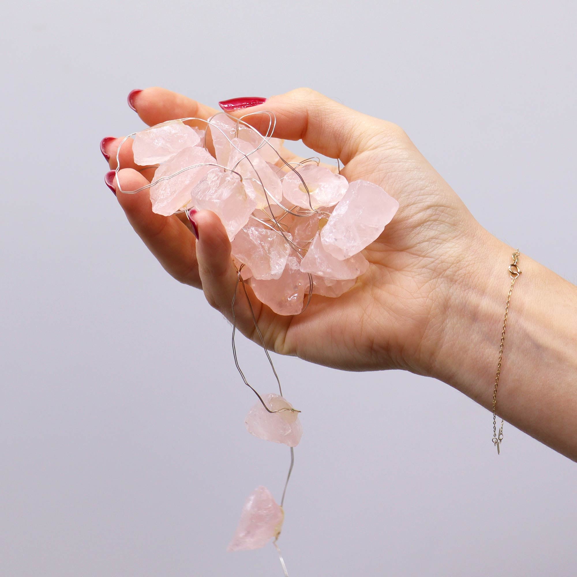Gemstone LED String Lights - Rose Quartz - Gemstone Enchantment Lights from thetraditionalgiftshop.com